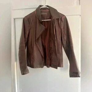 Bagatelle Moto Style Jacket in Faux Distressed Leather- Size Medium